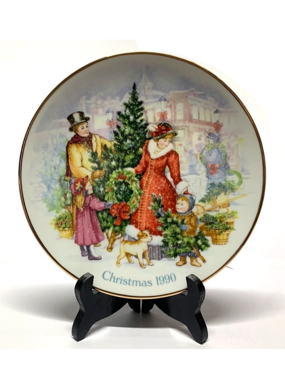 Vintage Avon 1990 Bringing Christmas Home Collector Plate 22K Gold